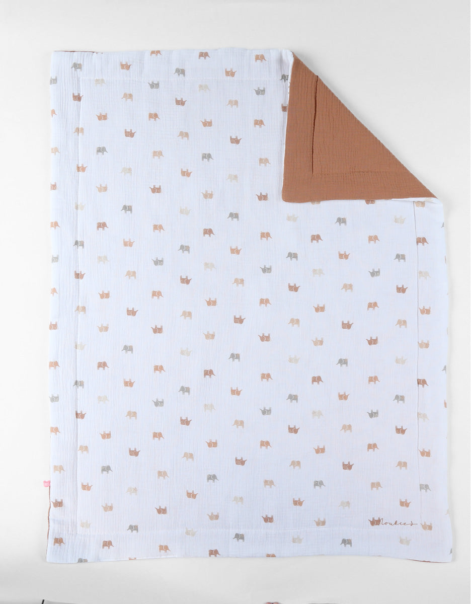 Couverture mousseline imprimé éléphant
