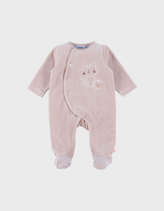 Pyjama en velours avec broderie chat.