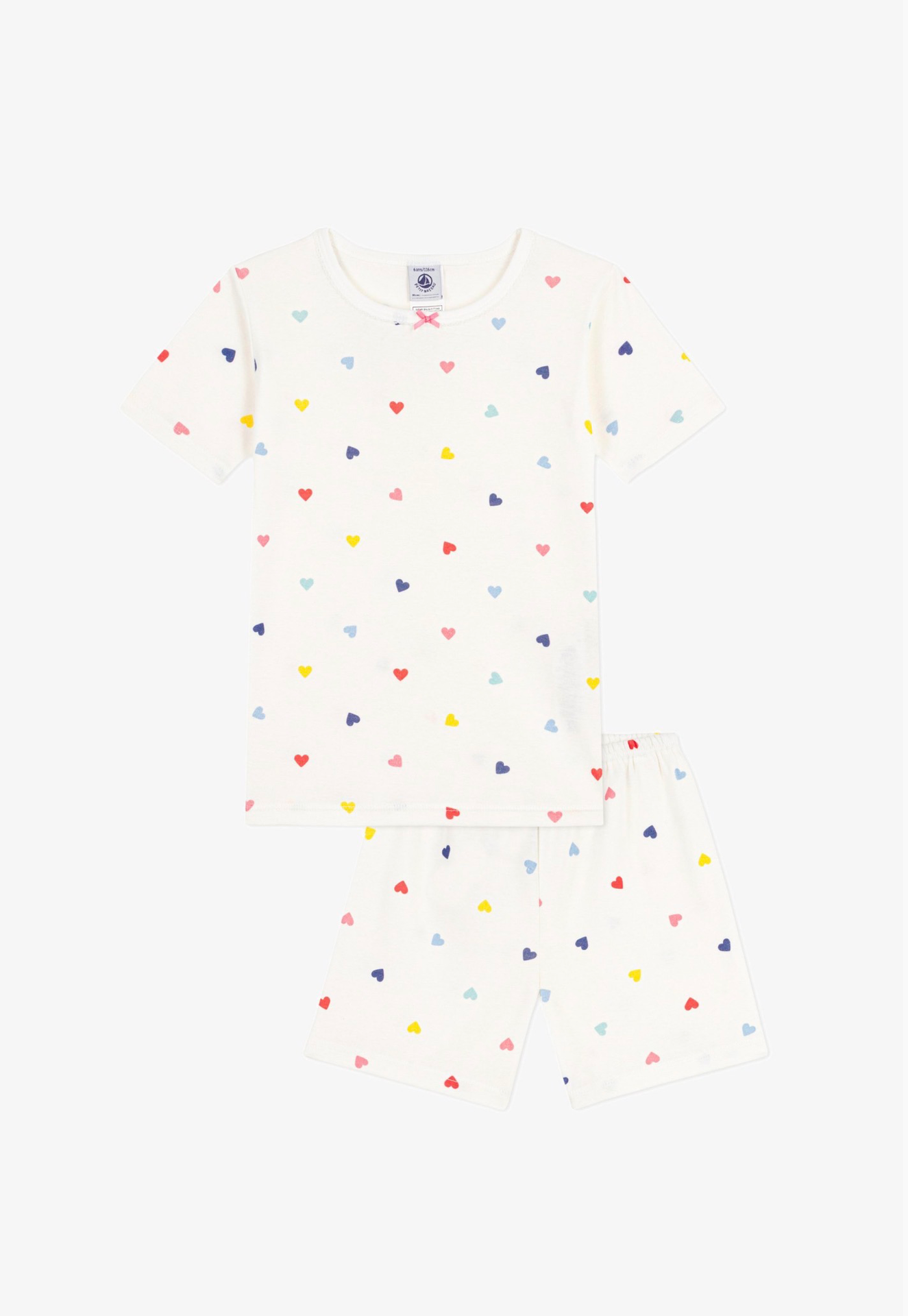 Pyjama short coton imprime coeurs