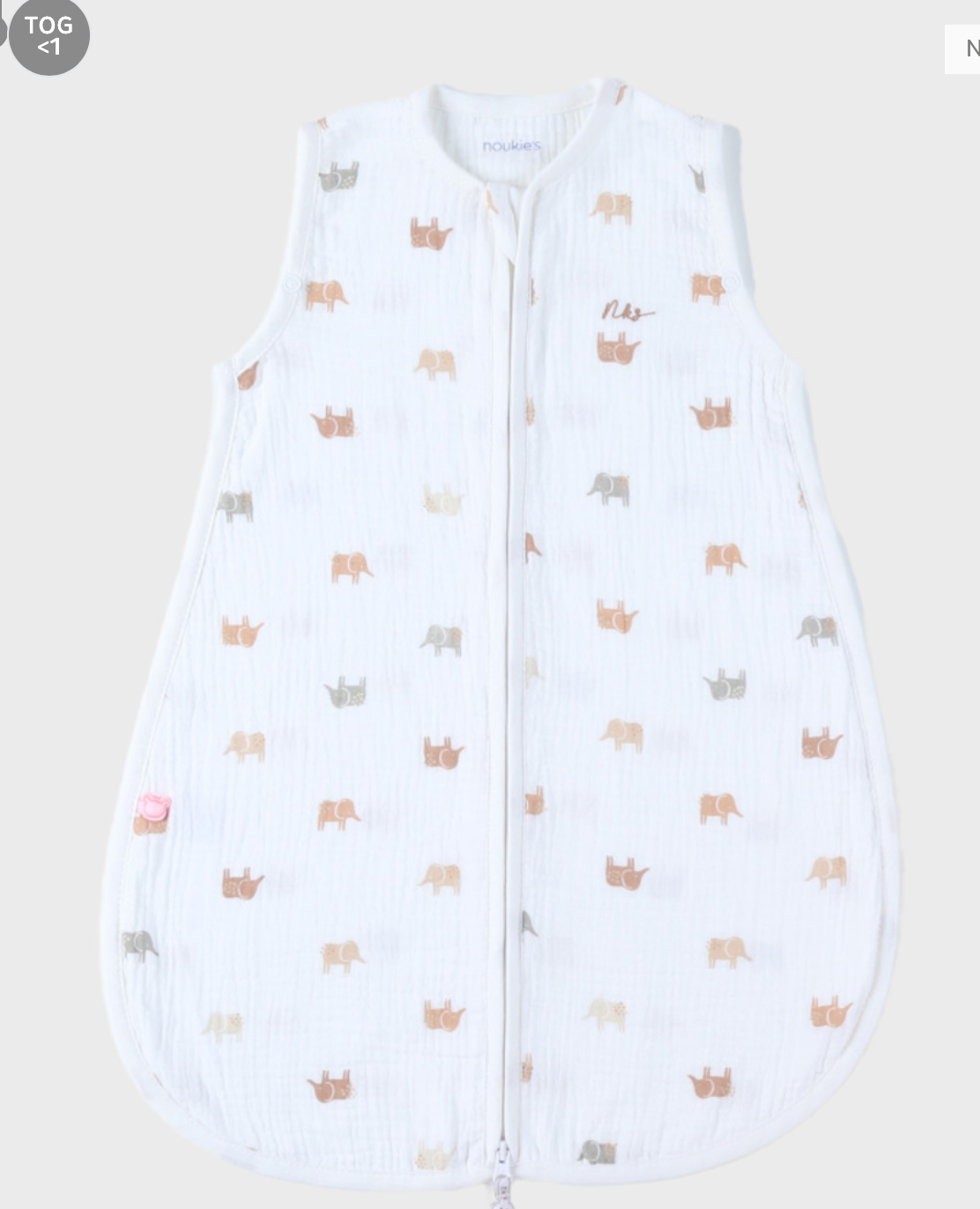 Gigoteuse mousseline de coton elephant tog1