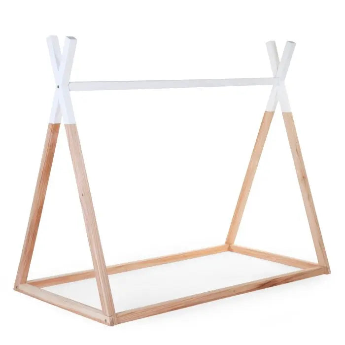 Cadre de lit bébé tipi naturel/blanc