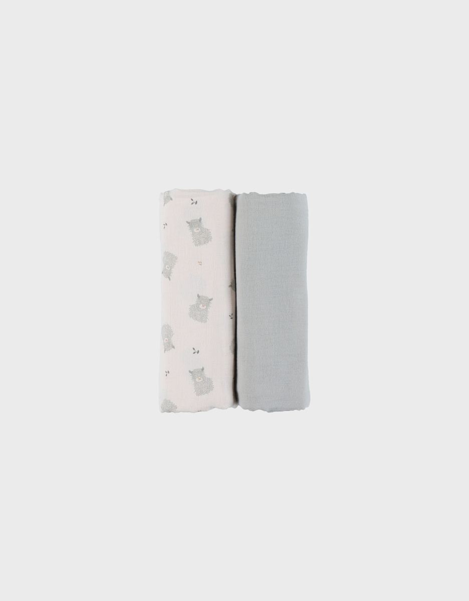 Lot de 2 langes mousseline de coton bio Fluffy