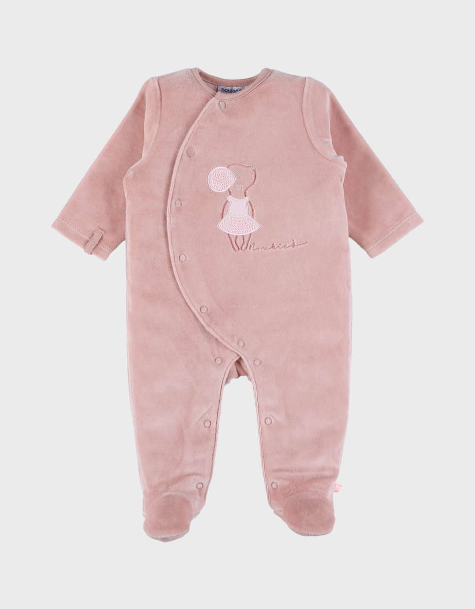 Pyjama en velours souris brodé