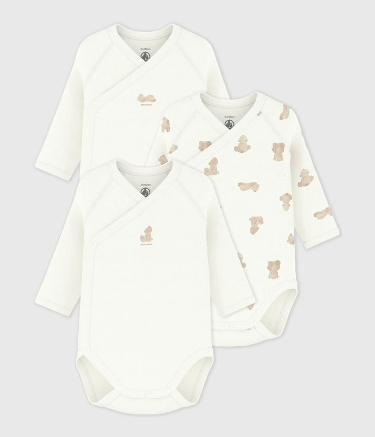 Lot de 3 bodies croises manches longues nounours