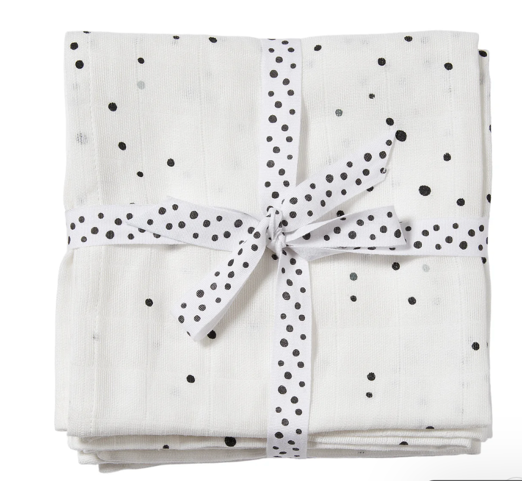 Lot de 2 langes dreamy dots white