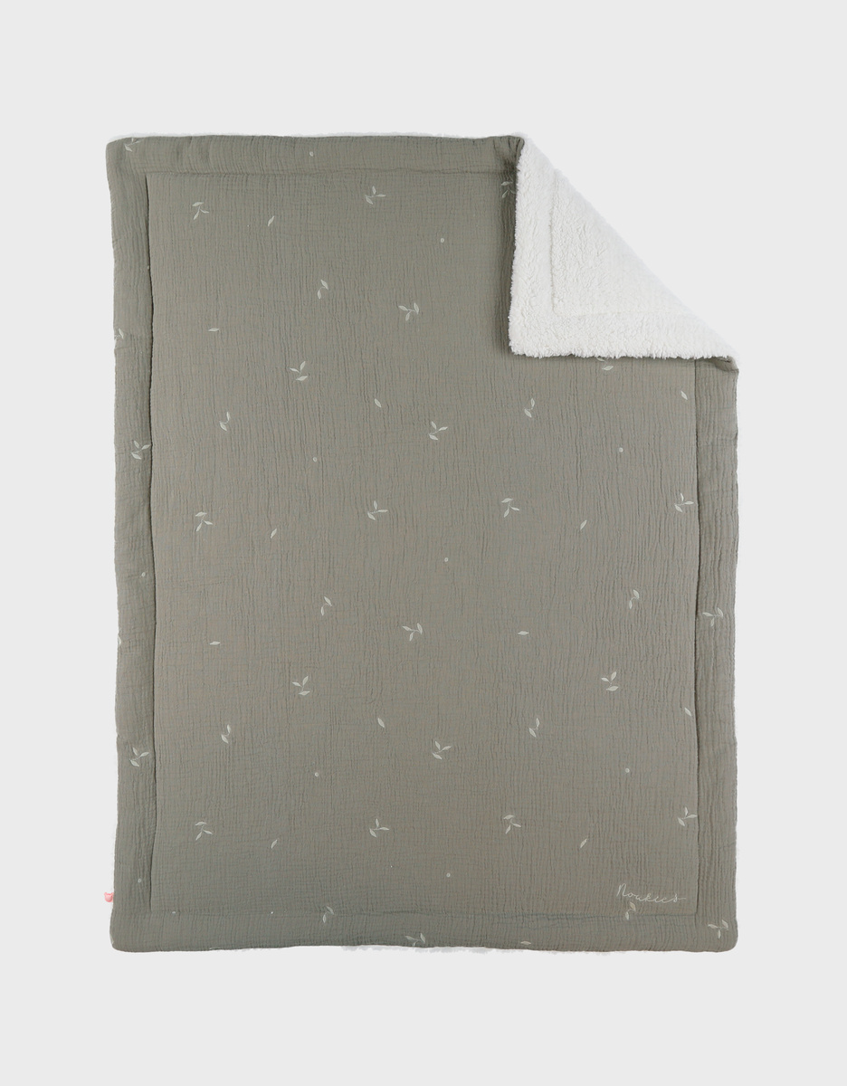 Couverture Sherpa et gaze de coton bio kaki XL
