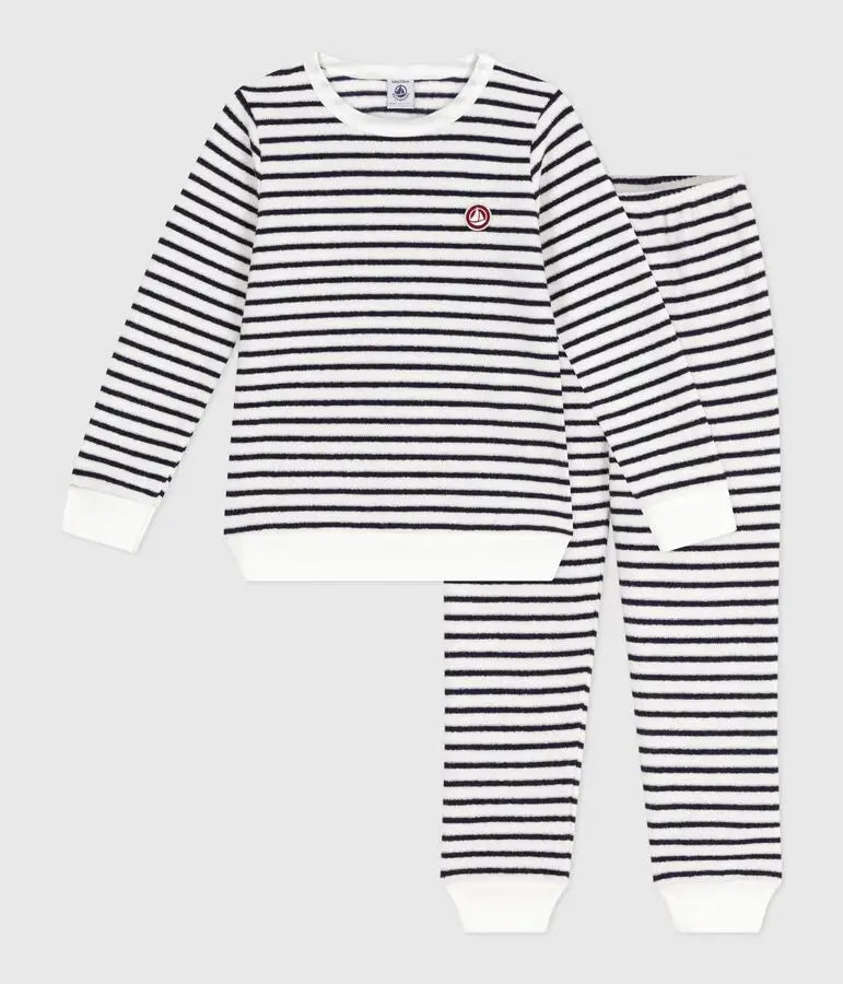 Pyjama 2 pièces en coton eponge a rayures