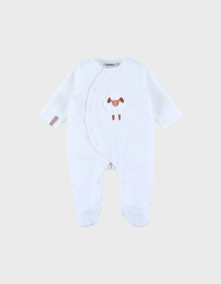 Pyjama velours brode mouton (blanc)
