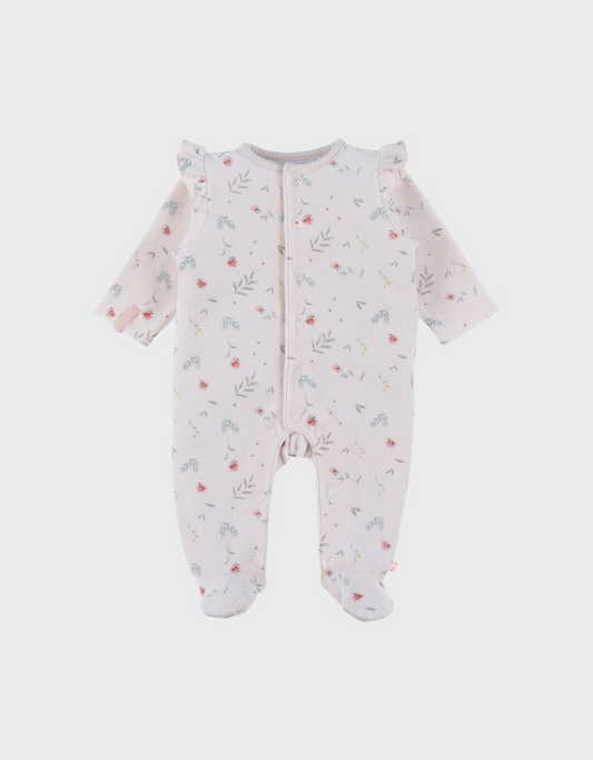 Pyjama en velours fleuris a volant