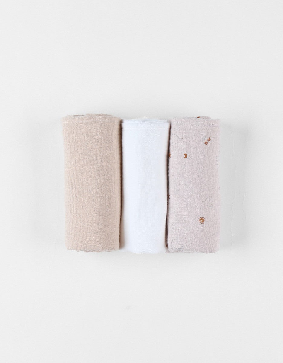 Set de 3 langes Mousseline de coton