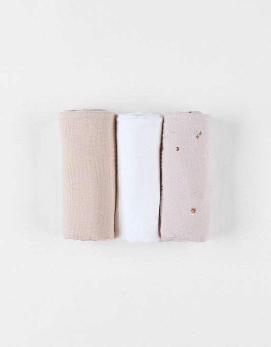 Set de 3 langes Mousseline de coton