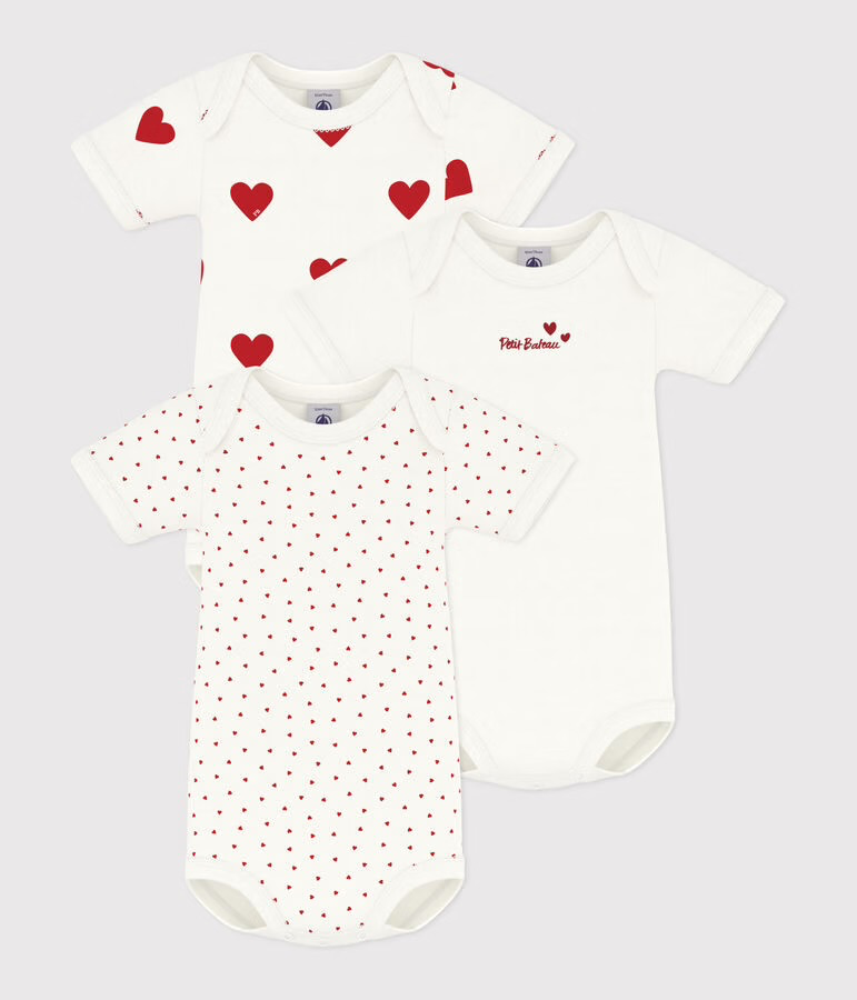 Lot de 3 bodies croises manches longues coeurs