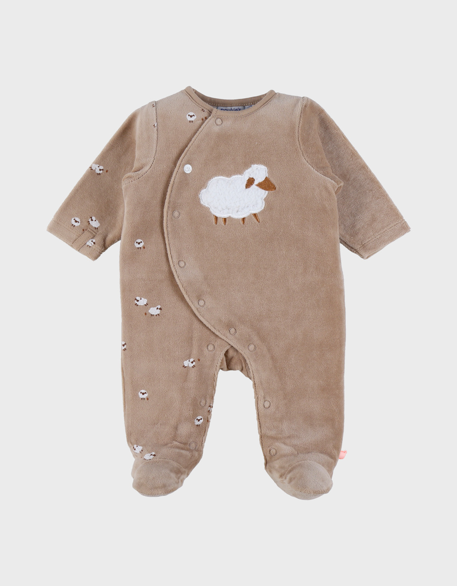 Pyjama velours brode mouton (marron)