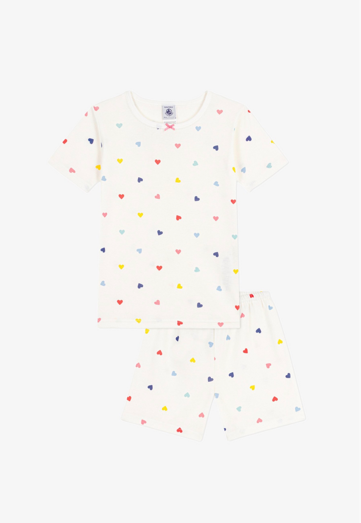 Pyjama short coton imprime coeurs