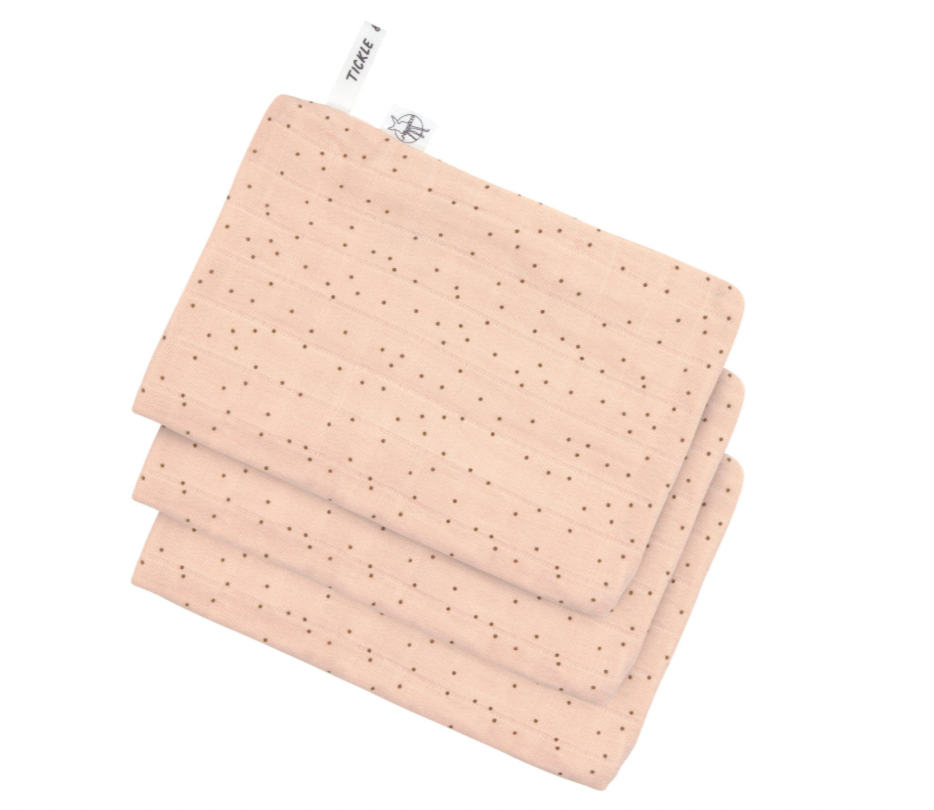 Lot de 3 gants de toilette en mousseline