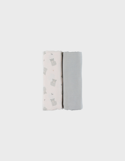 Lot de 2 langes mousseline de coton bio Fluffy