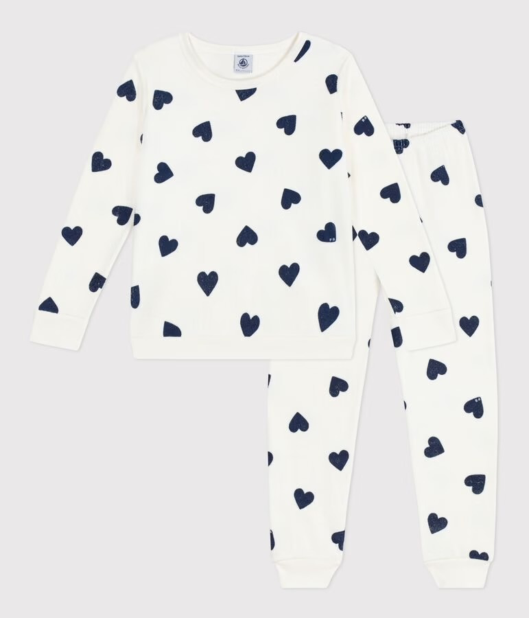 Pyjama 2 pièces en coton eponge coeurs