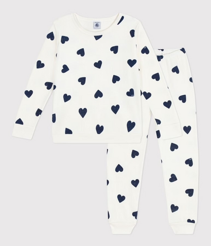 Pyjama 2 pièces en coton eponge coeurs