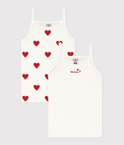 Lot de 2 chemises a bretelles en coton coeurs