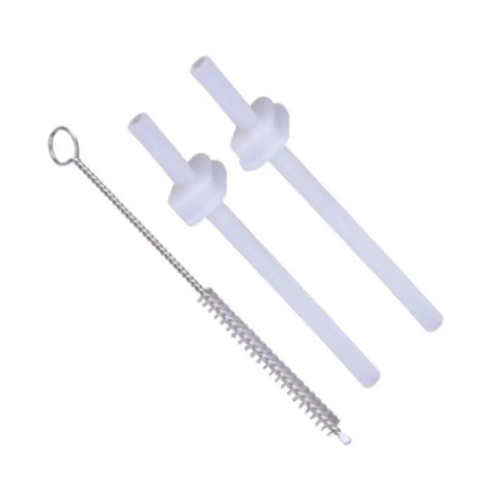 Lot de 2 pailles en silicone + 1 brosse pour tasse d'apprentissage évolutive