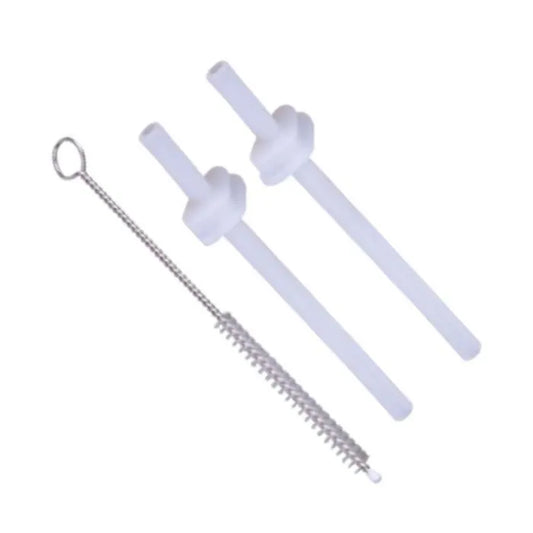 Lot de 2 pailles en silicone + 1 brosse pour tasse d'apprentissage évolutive