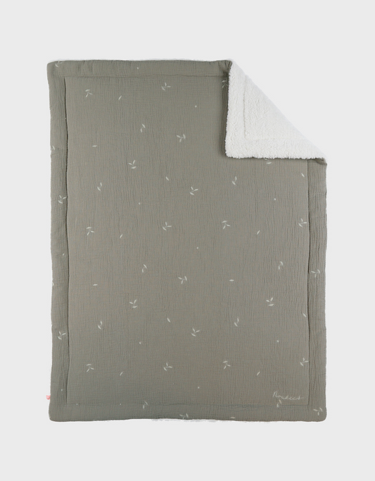 Couverture Sherpa et gaze de coton bio kaki XL