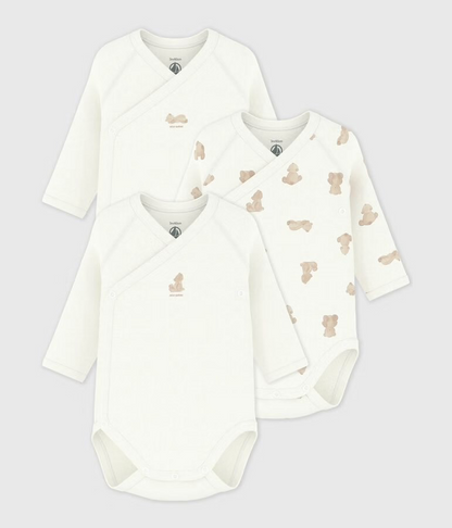 Lot de 3 bodies croises manches longues nounours