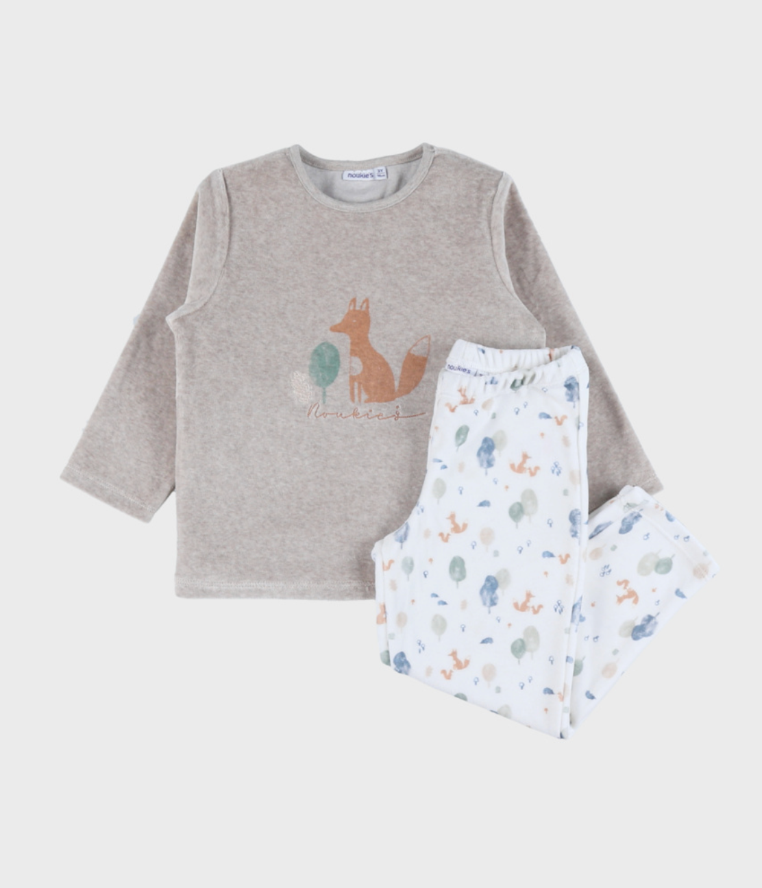 Pyjama en velours imprimé renard 2pieces